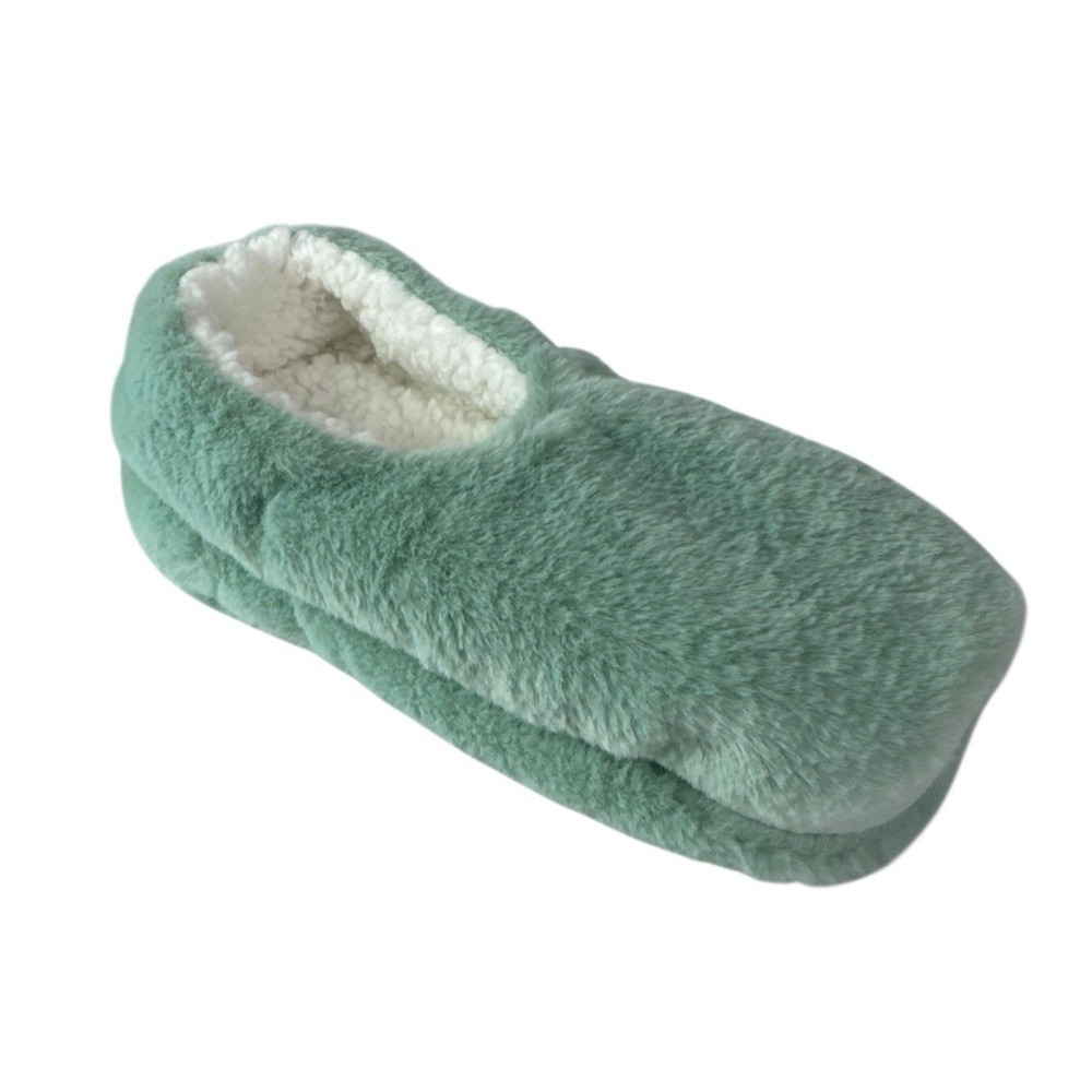Auden Women's 0768 M/L 8-12 Faux Fur Slipper Socks Mint Green Gripper Bottom NWT